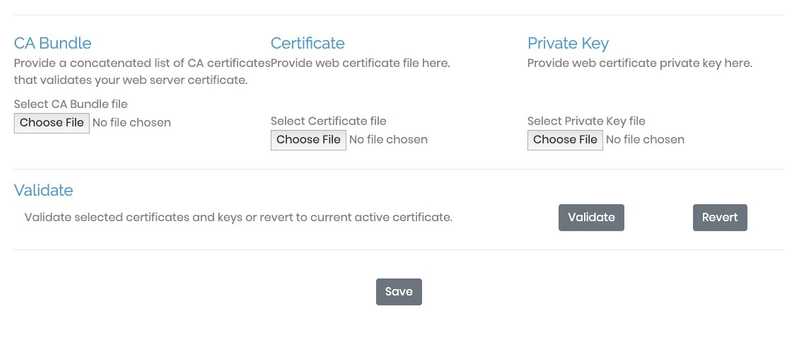 Upload SSL Certificate Screenshot
